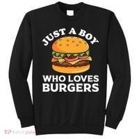 Just A Boy Who Loves Burger Cool Burger Gift Burger Boy Graphic Plus Size Shirt Sweatshirt thumb 0