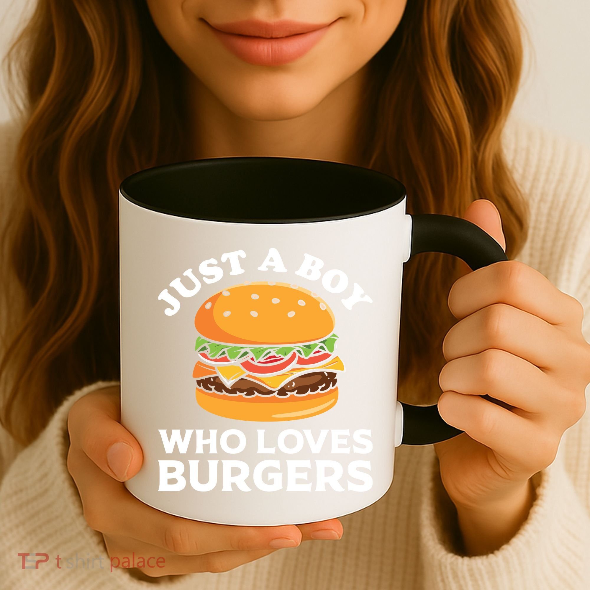 Just A Boy Who Loves Burger Cool Burger Gift Burger Boy Graphic Plus Size Shirt Coffee Mug