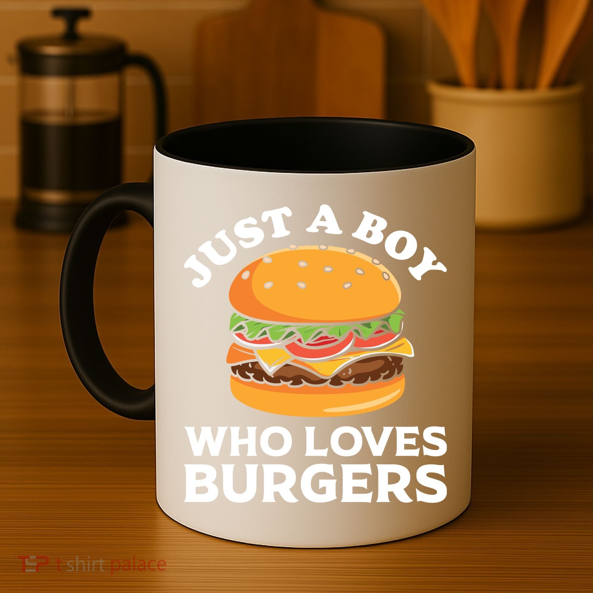 Just A Boy Who Loves Burger Cool Burger Gift Burger Boy Graphic Plus Size Shirt Coffee Mug