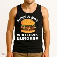 Just A Boy Who Loves Burger Cool Burger Gift Burger Boy Graphic Plus Size Shirt Tank Top thumb 3