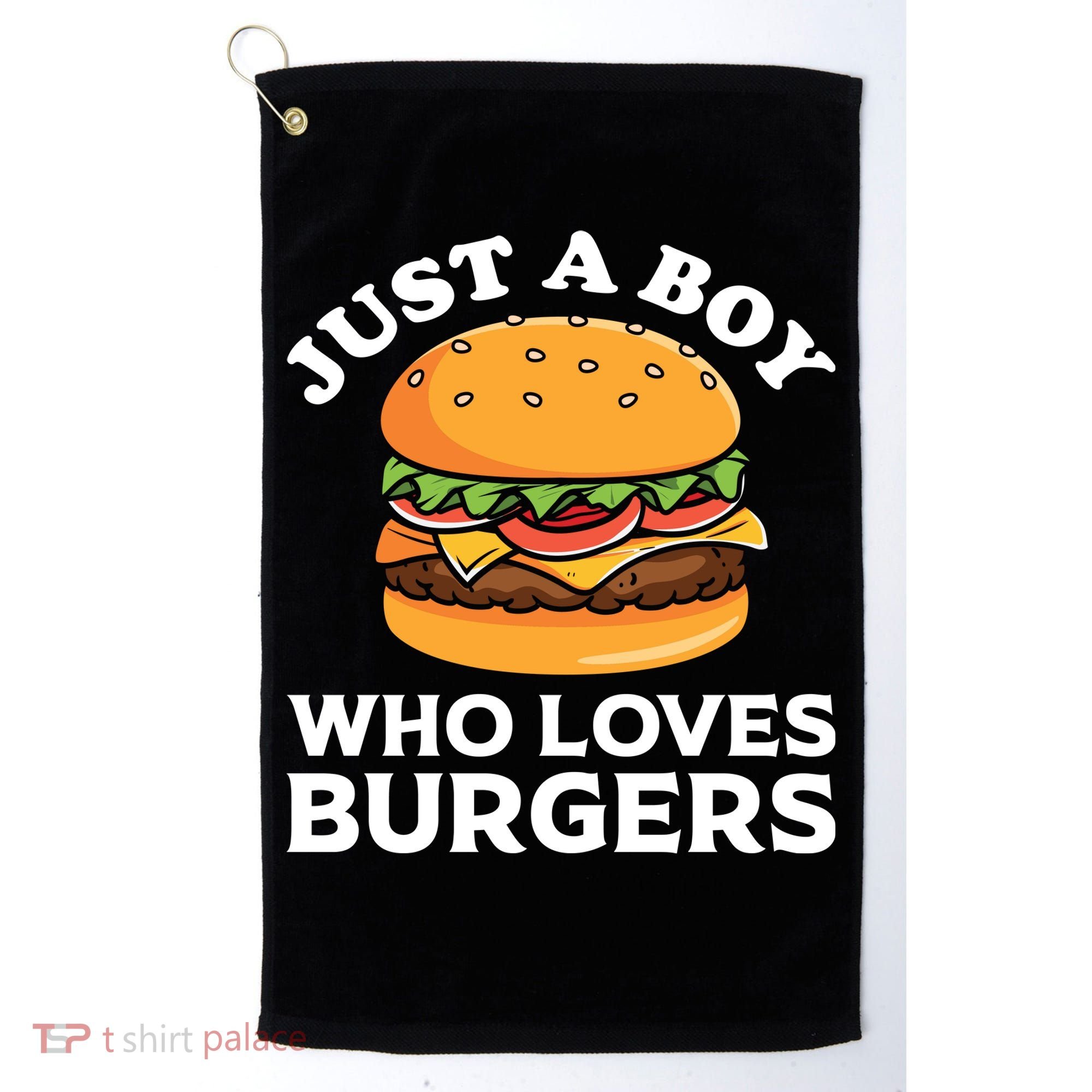 Just A Boy Who Loves Burger Cool Burger Gift Burger Boy Graphic Plus Size Shirt Golf Towel