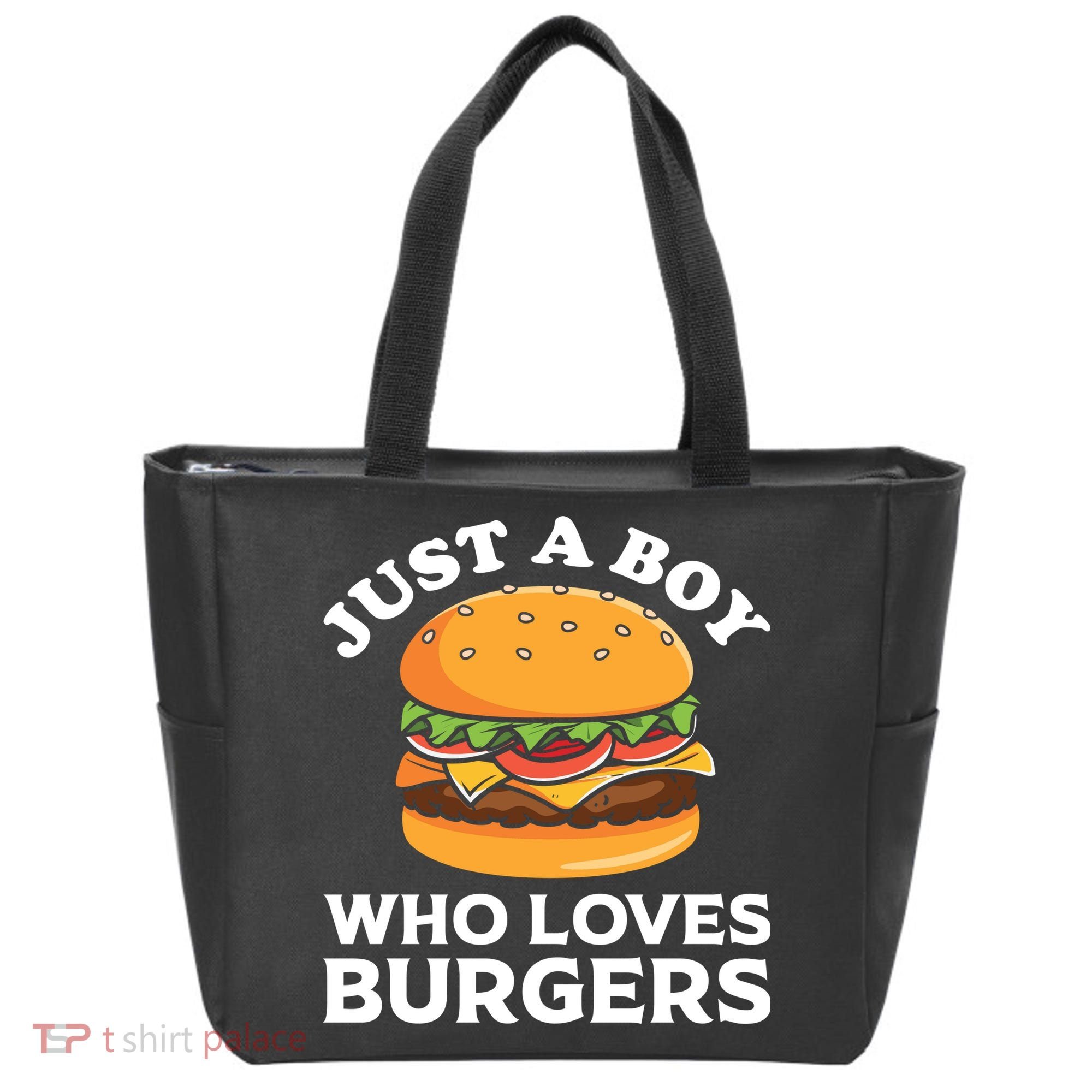 Just A Boy Who Loves Burger Cool Burger Gift Burger Boy Graphic Plus Size Shirt Tote Bag