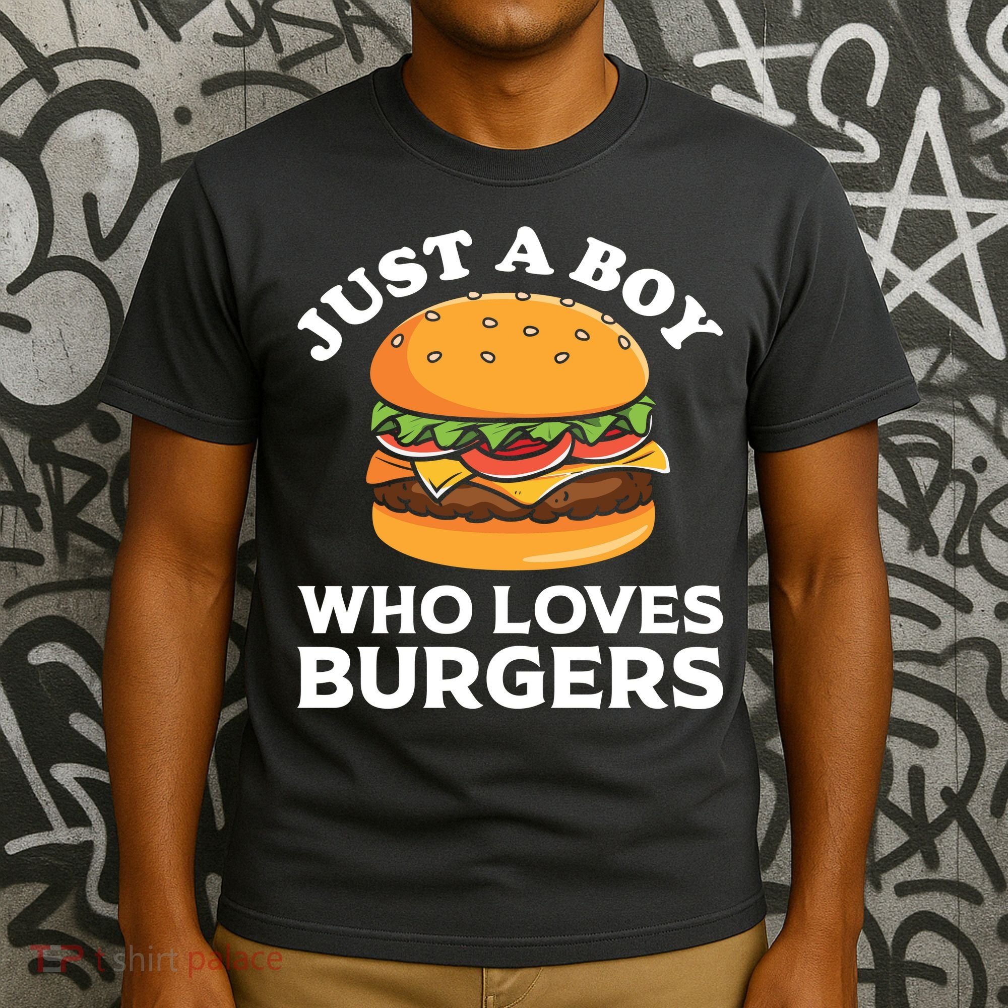 Just A Boy Who Loves Burger Cool Burger Gift Burger Boy Graphic Plus Size Shirt T-Shirt