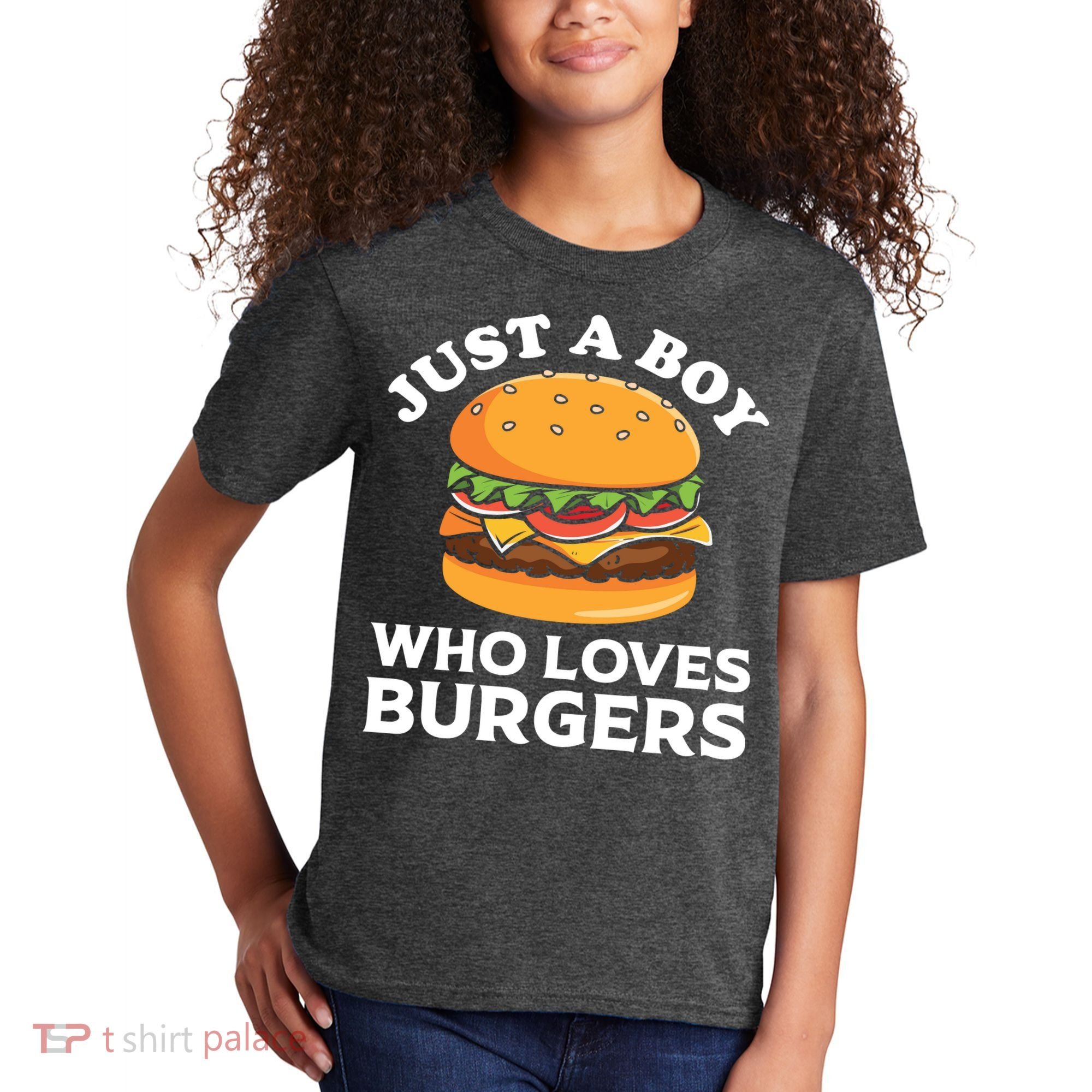 Just A Boy Who Loves Burger Cool Burger Gift Burger Boy Graphic Plus Size Shirt Kids T-Shirt