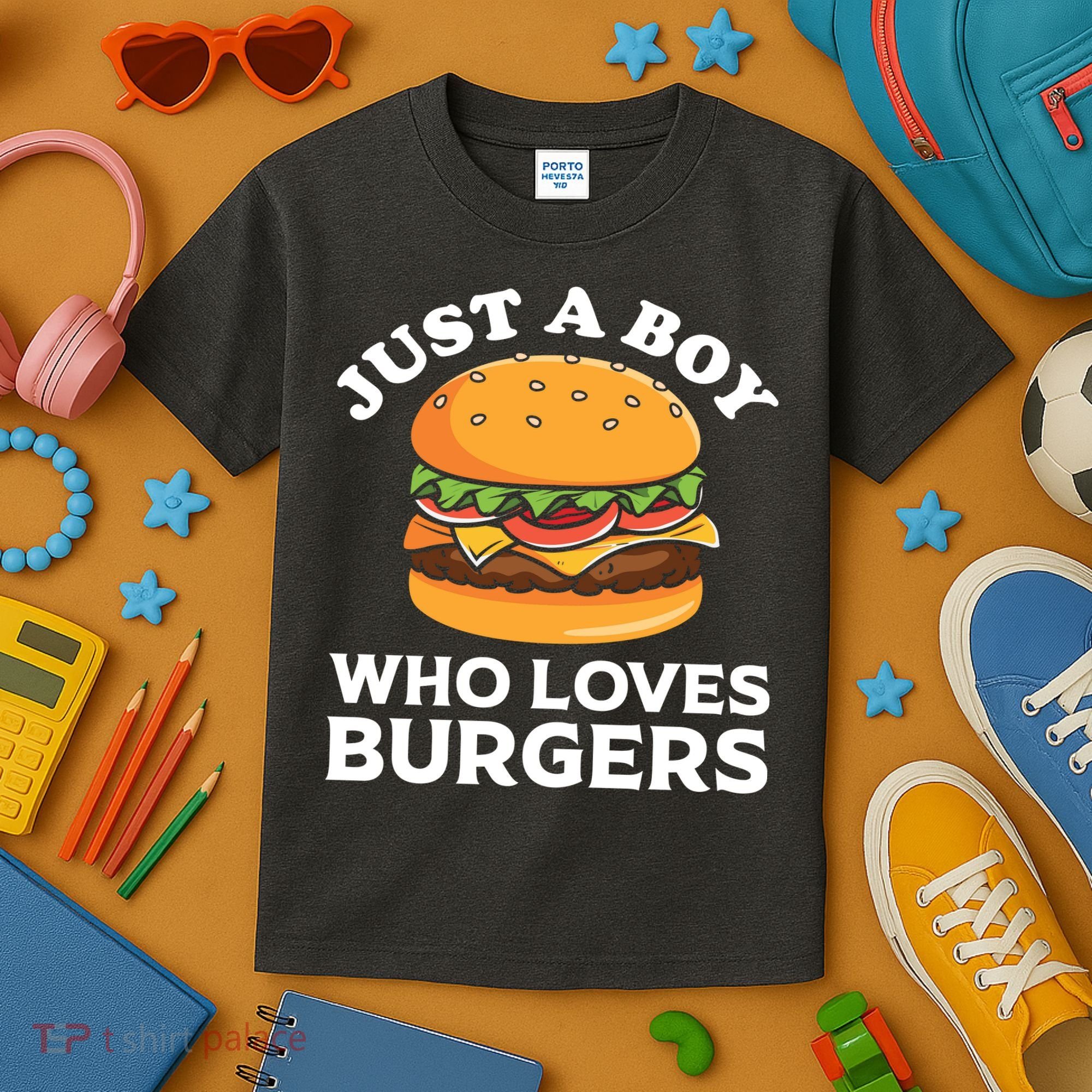 Just A Boy Who Loves Burger Cool Burger Gift Burger Boy Graphic Plus Size Shirt Kids T-Shirt
