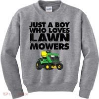 Just A Boy Who Loves Lawn Mowers Kids Sweatshirt thumb 0