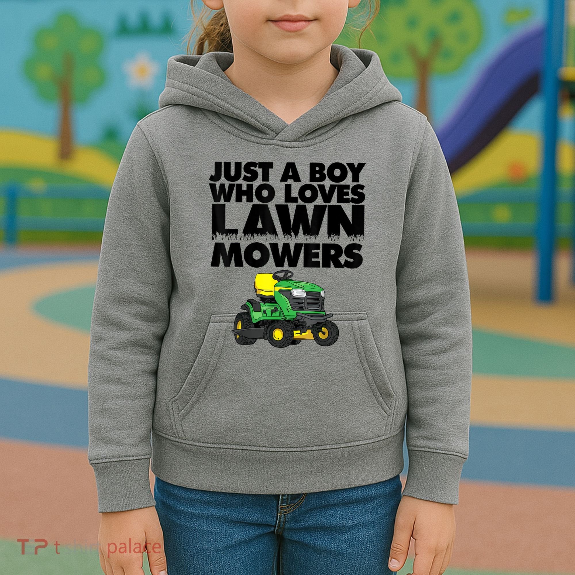 Just A Boy Who Loves Lawn Mowers Kids Hoodie