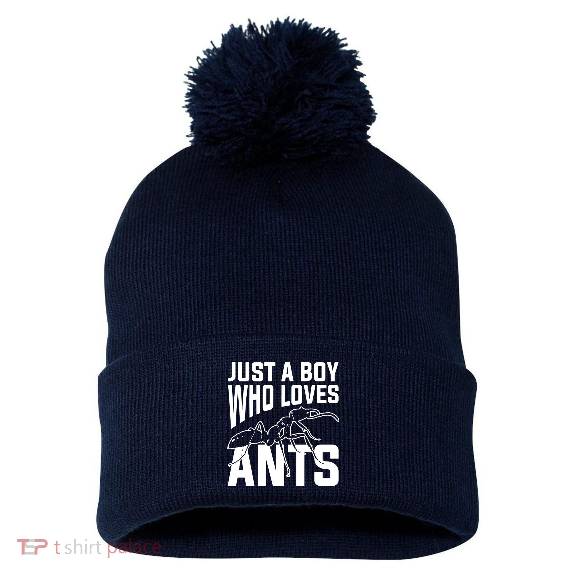 Just A Boy Who Loves Ants Pom Pom 12in Knit Beanie
