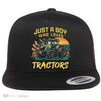 Just A Boy Who Loves Tractors Flat Bill Trucker Hat thumb 0