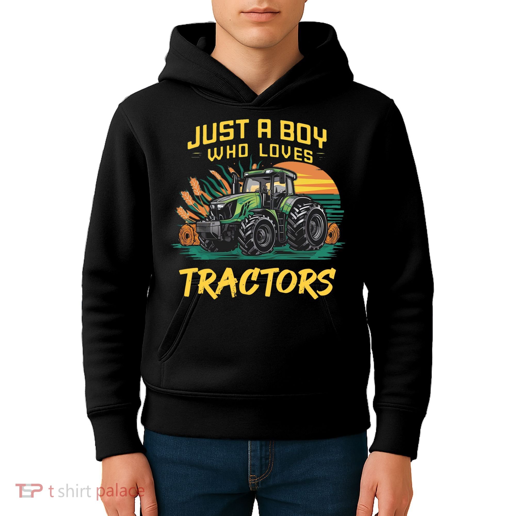 Just A Boy Who Loves Tractors Kids Hoodie