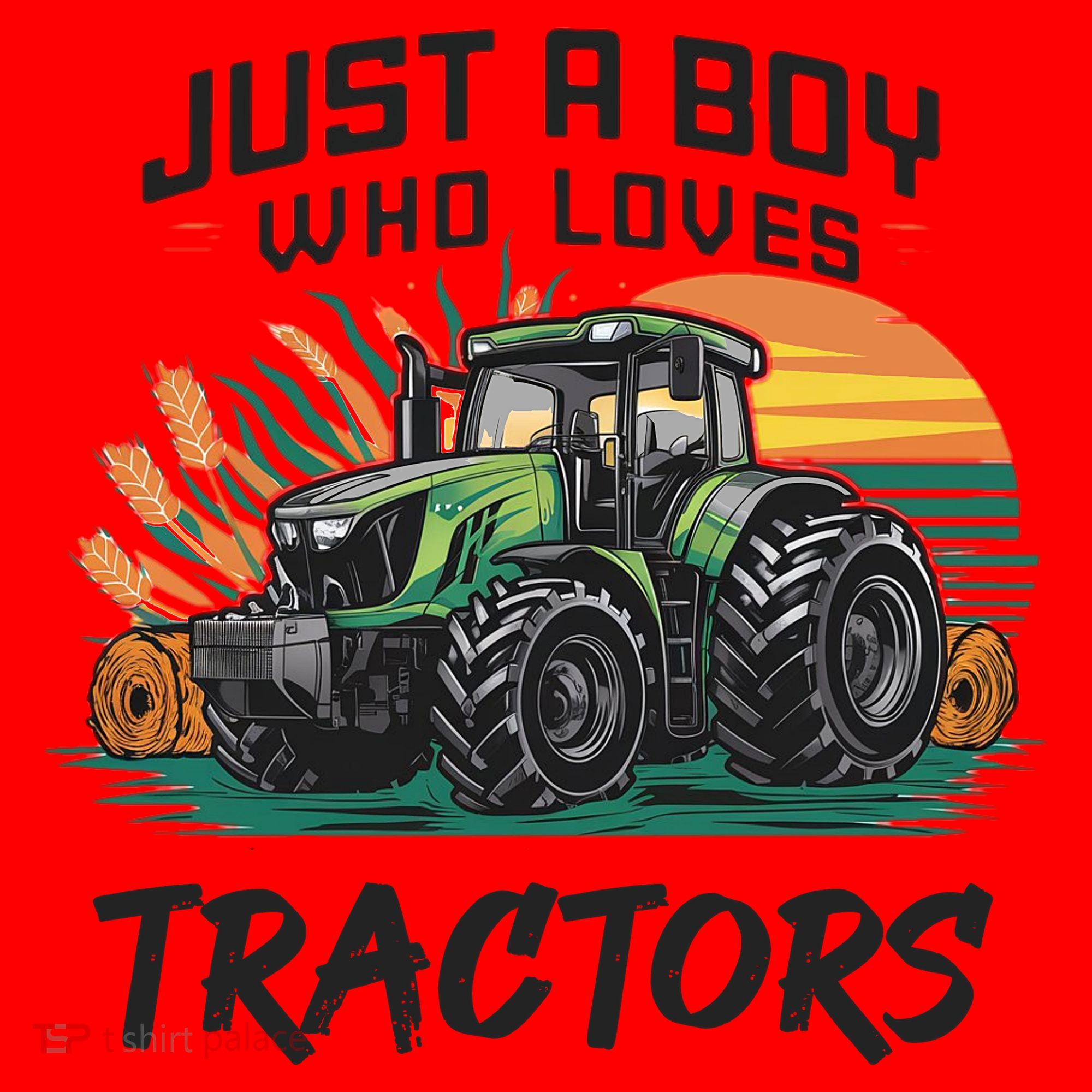 Just A Boy Who Loves Tractors Santa Hat