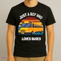 Just A Boy Who Loves Buses School Bus Kids 5T 4T 3T T-Shirt thumb 3