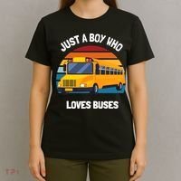 Just A Boy Who Loves Buses School Bus Kids 5T 4T 3T T-Shirt thumb 4