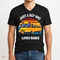 Just A Boy Who Loves Buses School Bus Kids 5T 4T 3T V-Neck T-Shirt thumb 2