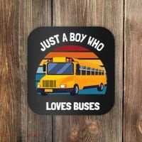 Just A Boy Who Loves Buses School Bus Kids 5T 4T 3T Coaster thumb 0