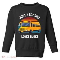 Just A Boy Who Loves Buses School Bus Kids 5T 4T 3T Toddler Sweatshirt thumb 0