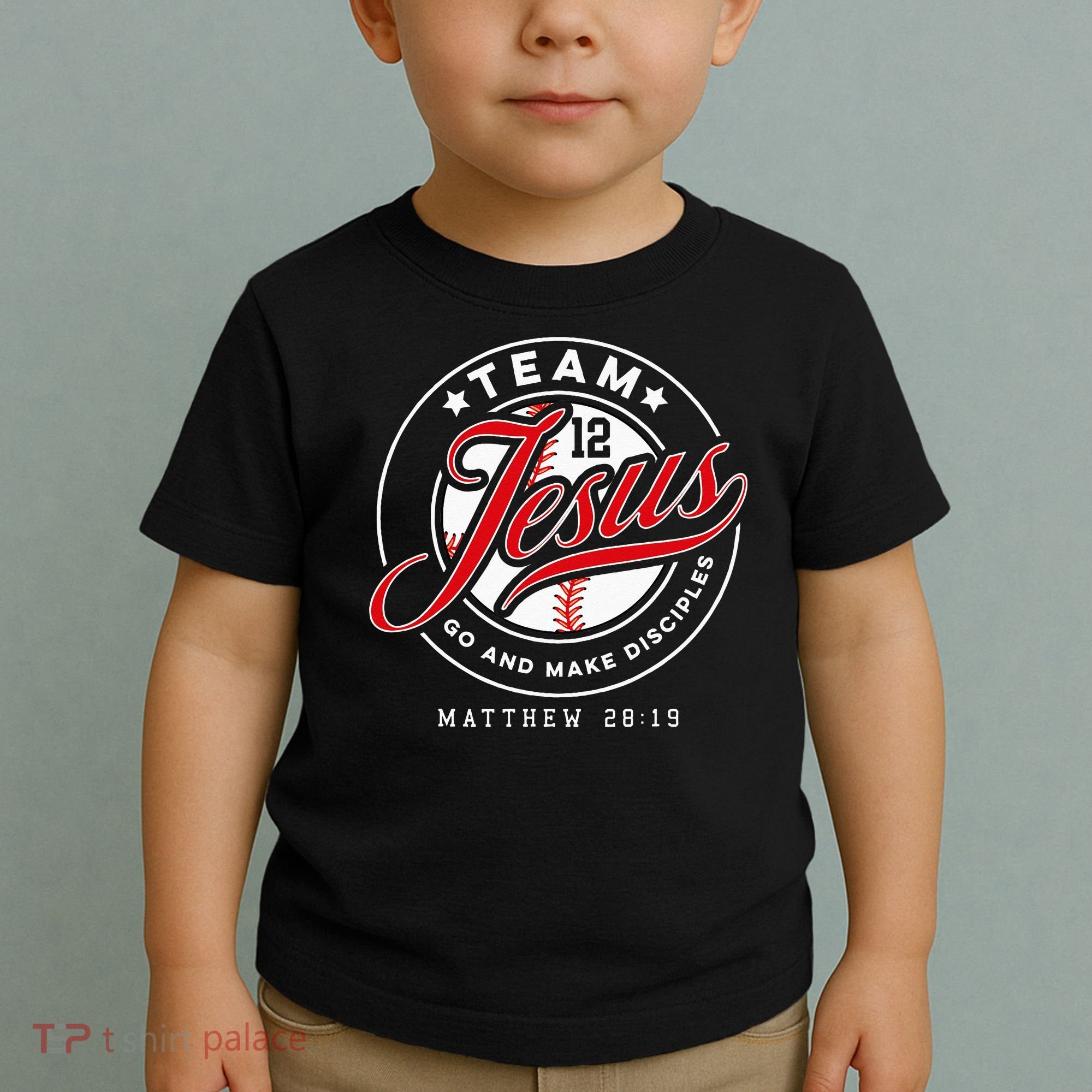 Jesus And Baseball Team Jesus Christian Matthew 2819 Verse Toddler T-Shirt