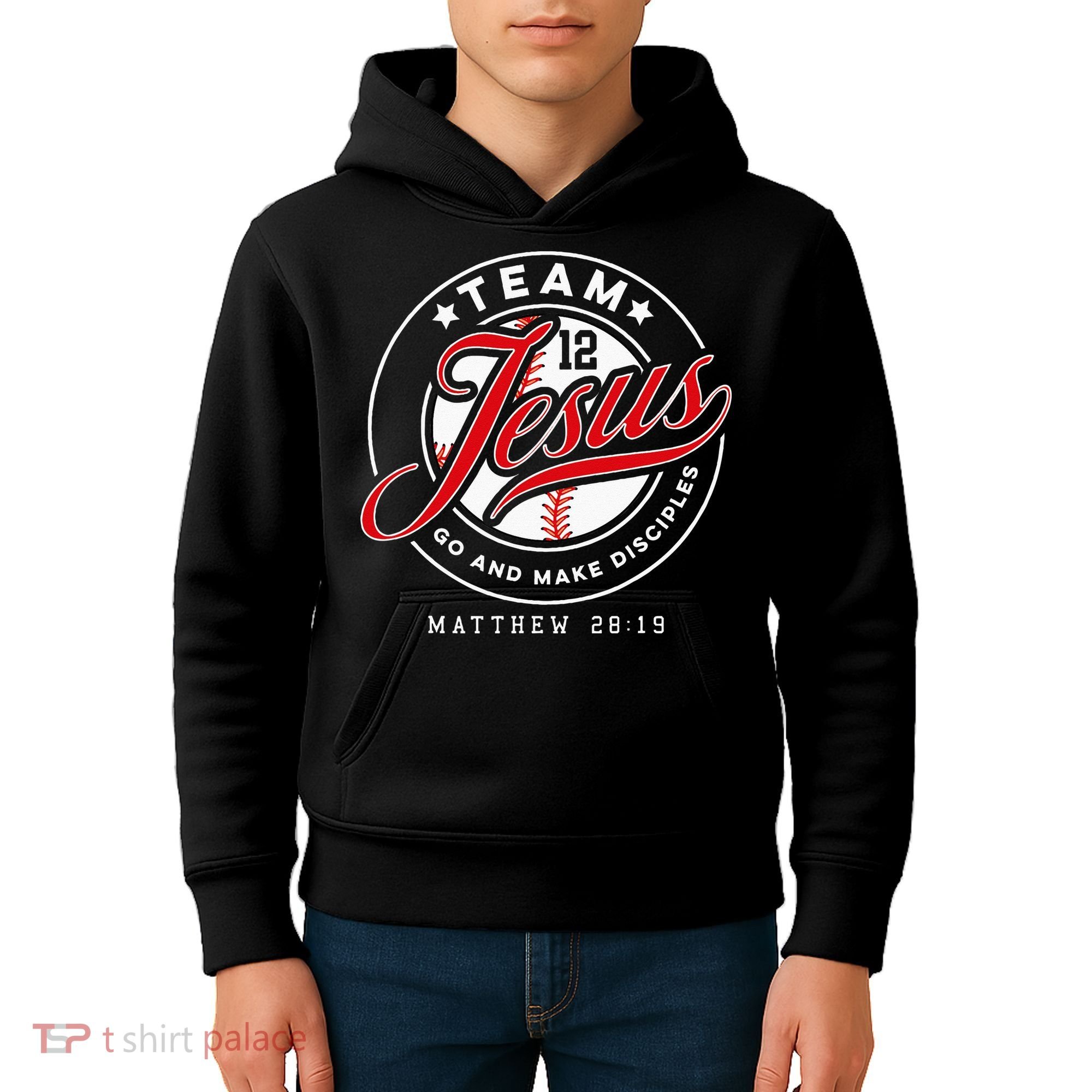 Jesus And Baseball Team Jesus Christian Matthew 2819 Verse Kids Hoodie