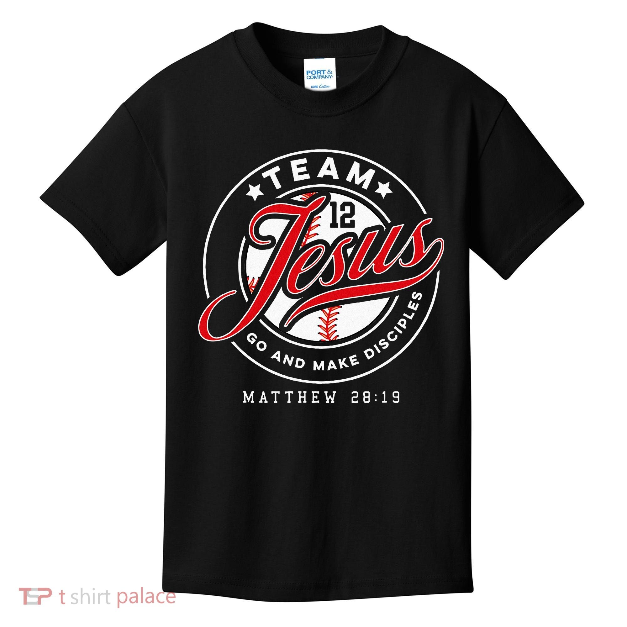Jesus And Baseball Team Jesus Christian Matthew 2819 Verse Kids T-Shirt
