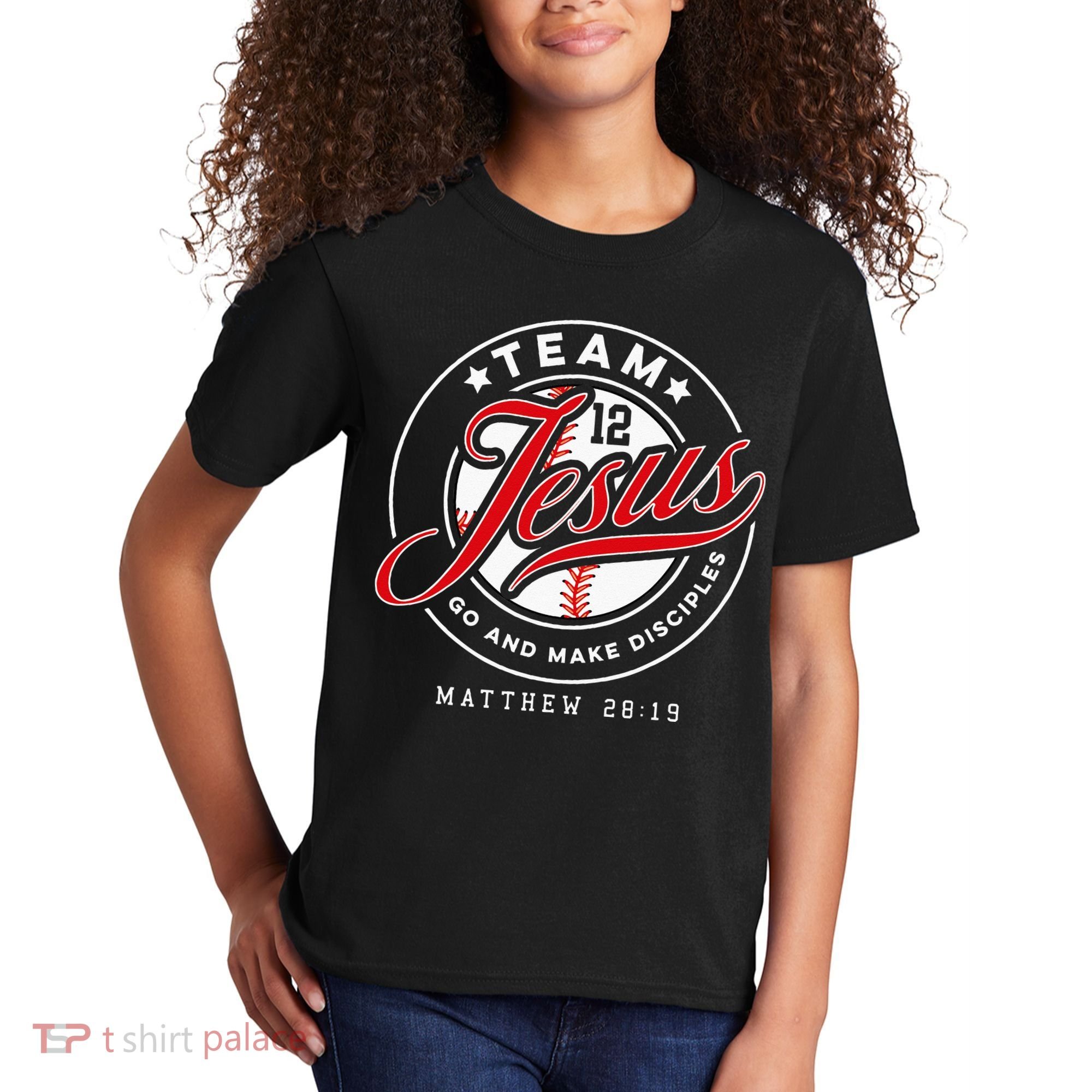 Jesus And Baseball Team Jesus Christian Matthew 2819 Verse Kids T-Shirt