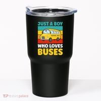 Just a Boy who loves Buses School Bus Tumbler thumb 0