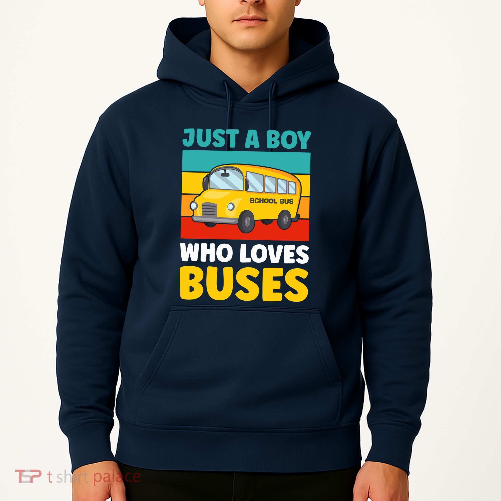 Just a Boy who loves Buses School Bus Hoodie