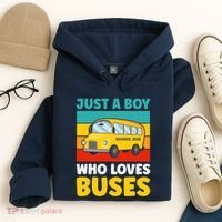 Just a Boy who loves Buses School Bus Hoodie thumb 4
