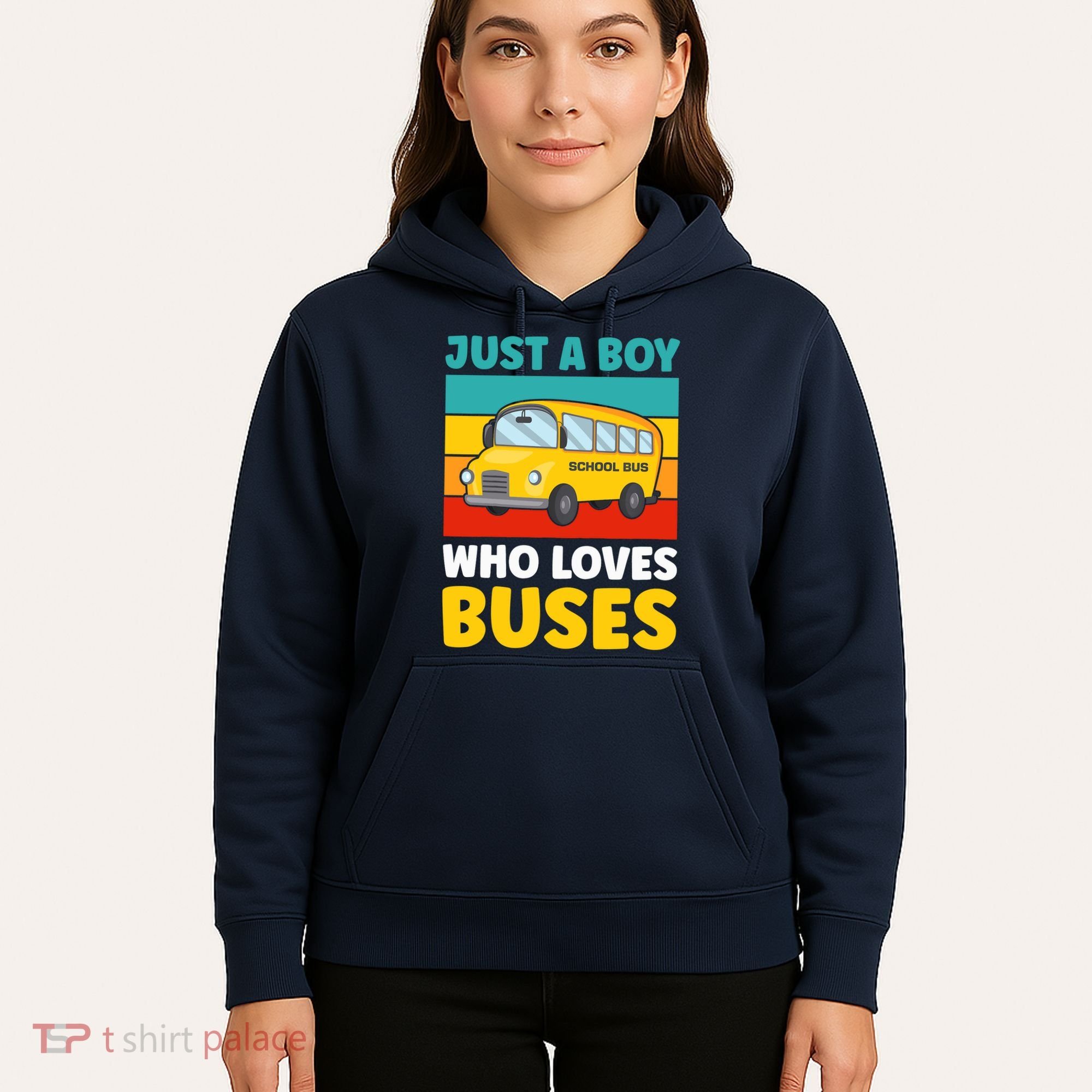 Just a Boy who loves Buses School Bus Hoodie
