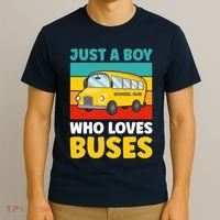 Just a Boy who loves Buses School Bus T-Shirt thumb 3