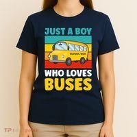 Just a Boy who loves Buses School Bus T-Shirt thumb 4