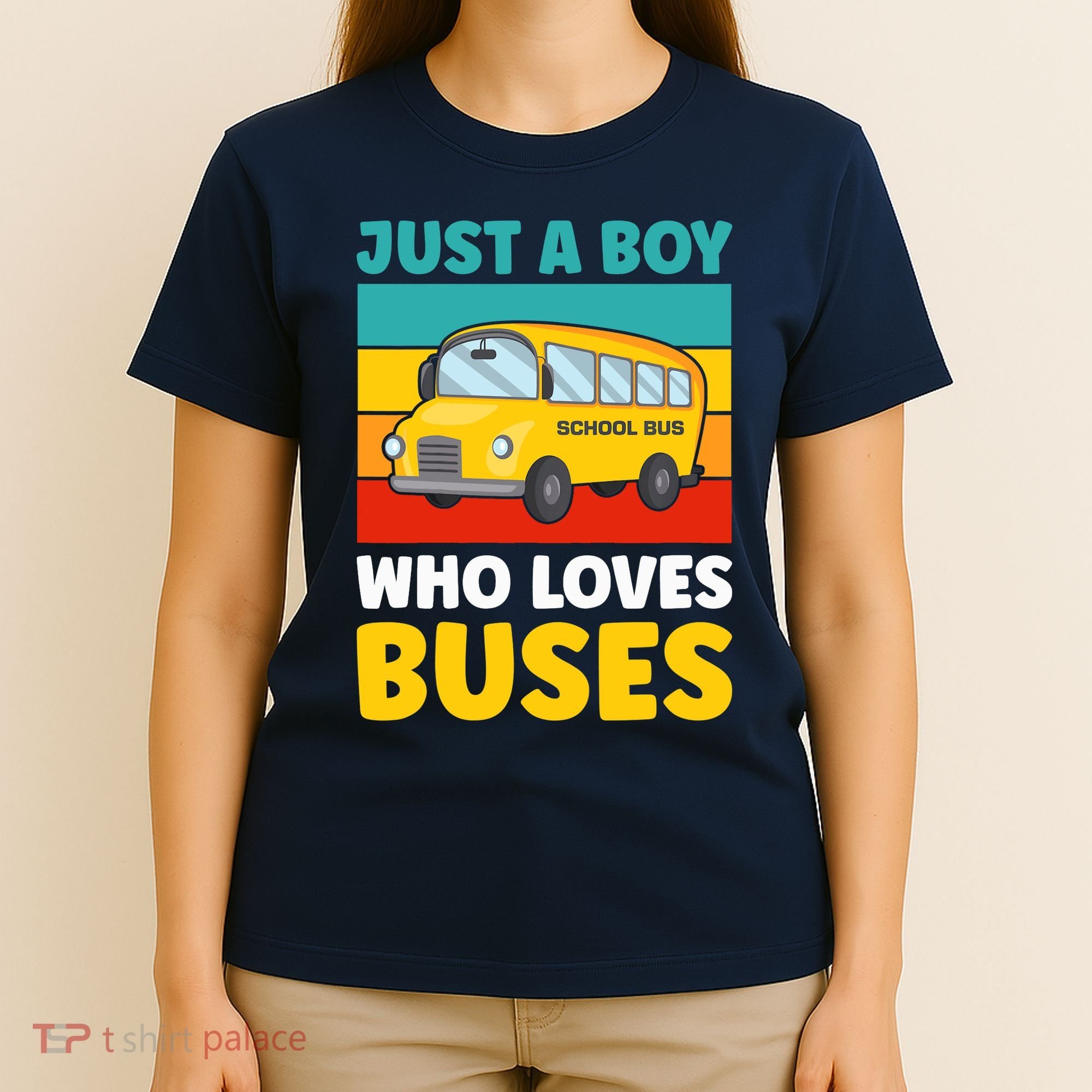 Just a Boy who loves Buses School Bus T-Shirt