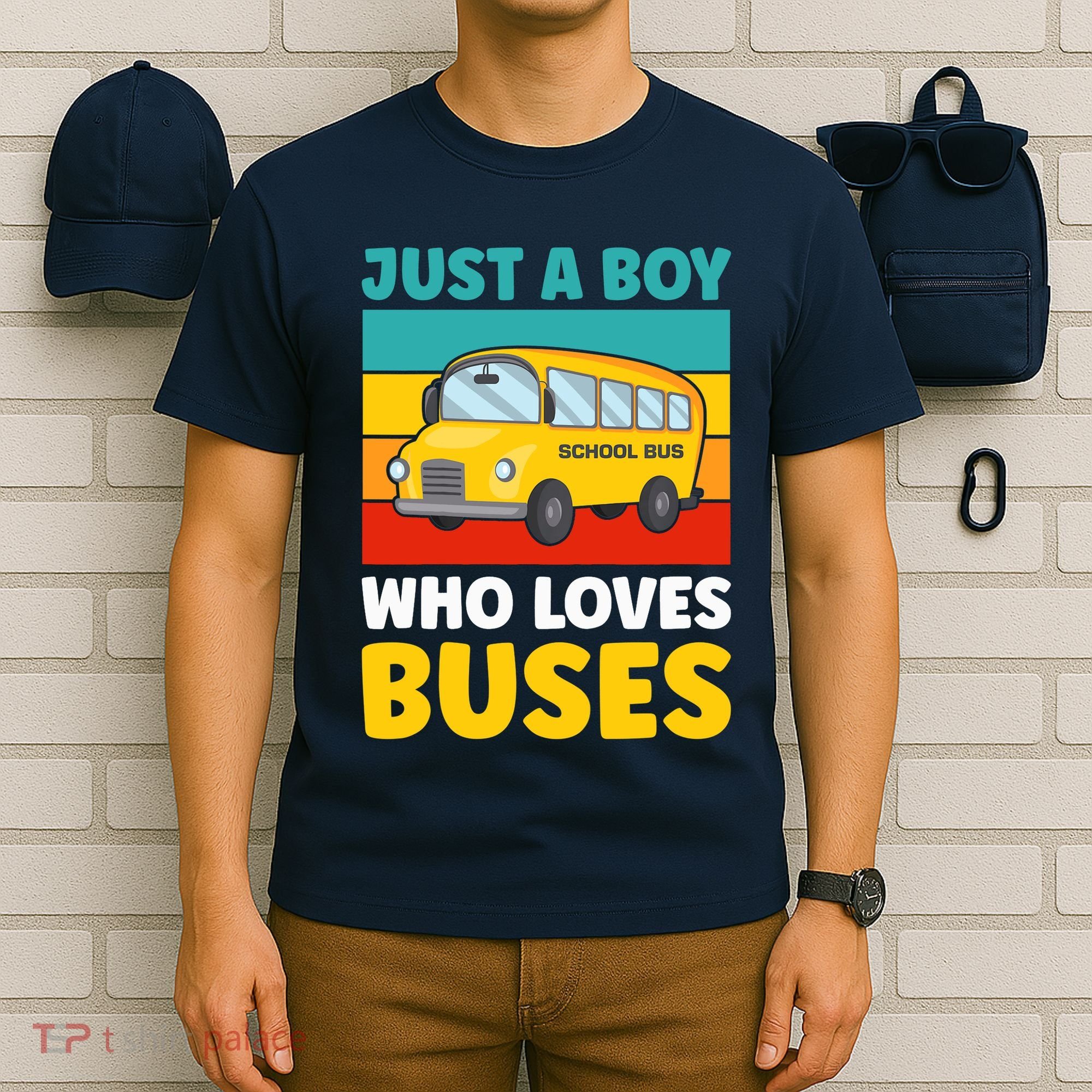 Just a Boy who loves Buses School Bus T-Shirt
