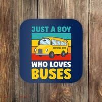 Just a Boy who loves Buses School Bus Coaster thumb 0