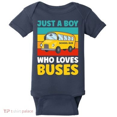 Just a Boy who loves Buses School Bus Baby Bodysuit