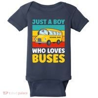 Just a Boy who loves Buses School Bus Baby Bodysuit thumb 0