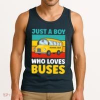 Just a Boy who loves Buses School Bus Tank Top thumb 3