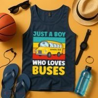 Just a Boy who loves Buses School Bus Tank Top thumb 4