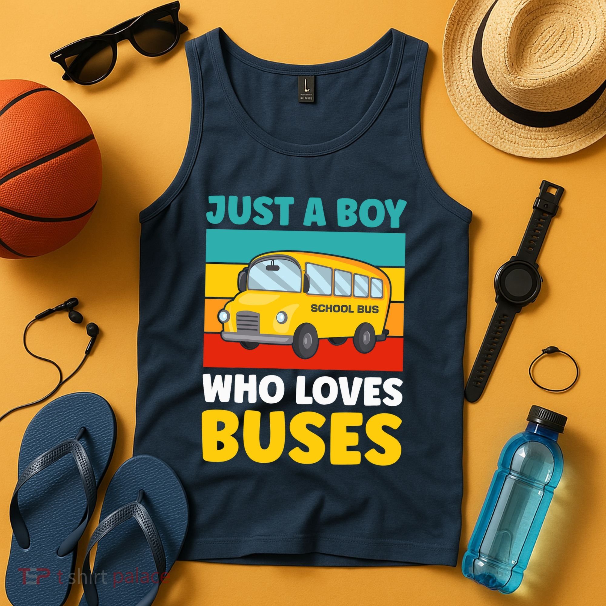 Just a Boy who loves Buses School Bus Tank Top