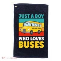 Just a Boy who loves Buses School Bus Golf Towel thumb 0