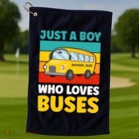 Just a Boy who loves Buses School Bus Golf Towel thumb 1