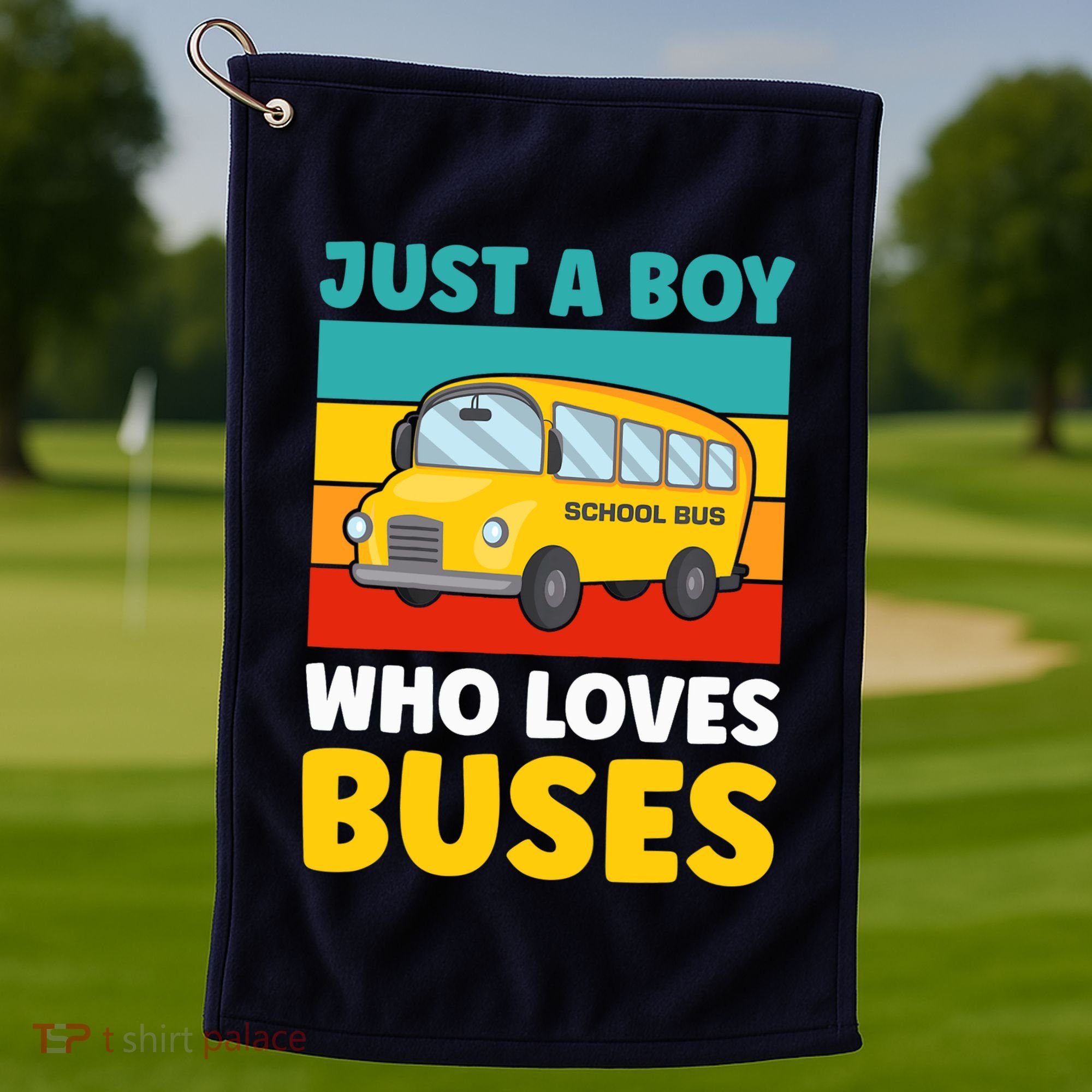 Just a Boy who loves Buses School Bus Golf Towel