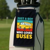 Just a Boy who loves Buses School Bus Golf Towel thumb 2