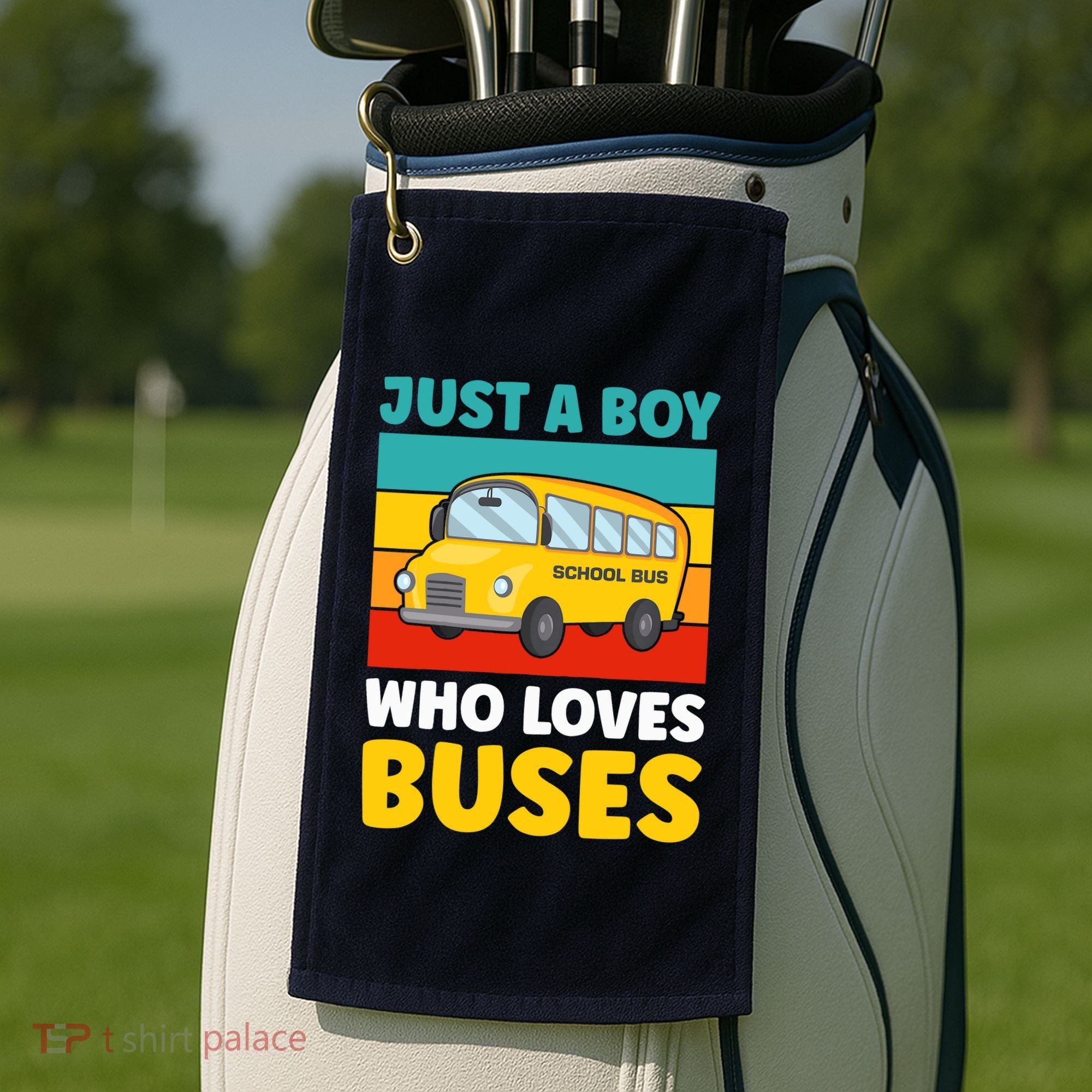 Just a Boy who loves Buses School Bus Golf Towel