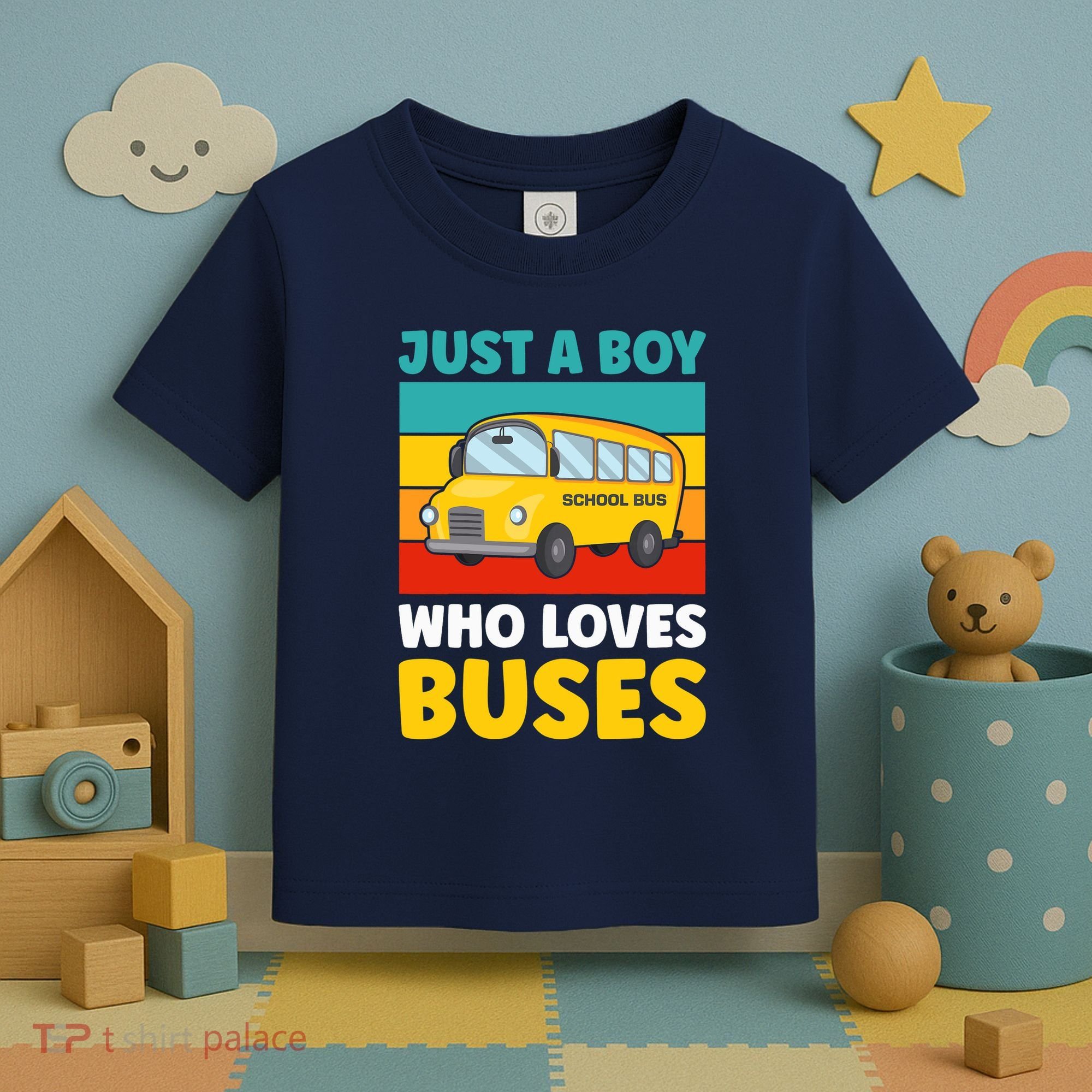 Just a Boy who loves Buses School Bus Toddler T-Shirt