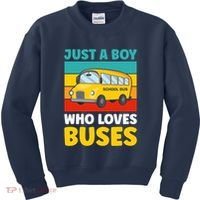 Just a Boy who loves Buses School Bus Kids Sweatshirt thumb 0