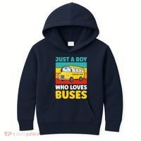 Just a Boy who loves Buses School Bus Kids Hoodie thumb 0