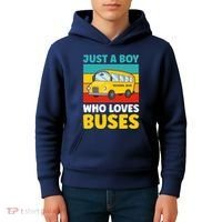 Just a Boy who loves Buses School Bus Kids Hoodie thumb 4