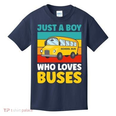 Just a Boy who loves Buses School Bus Kids T-Shirt