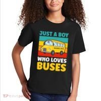Just a Boy who loves Buses School Bus Kids T-Shirt thumb 2