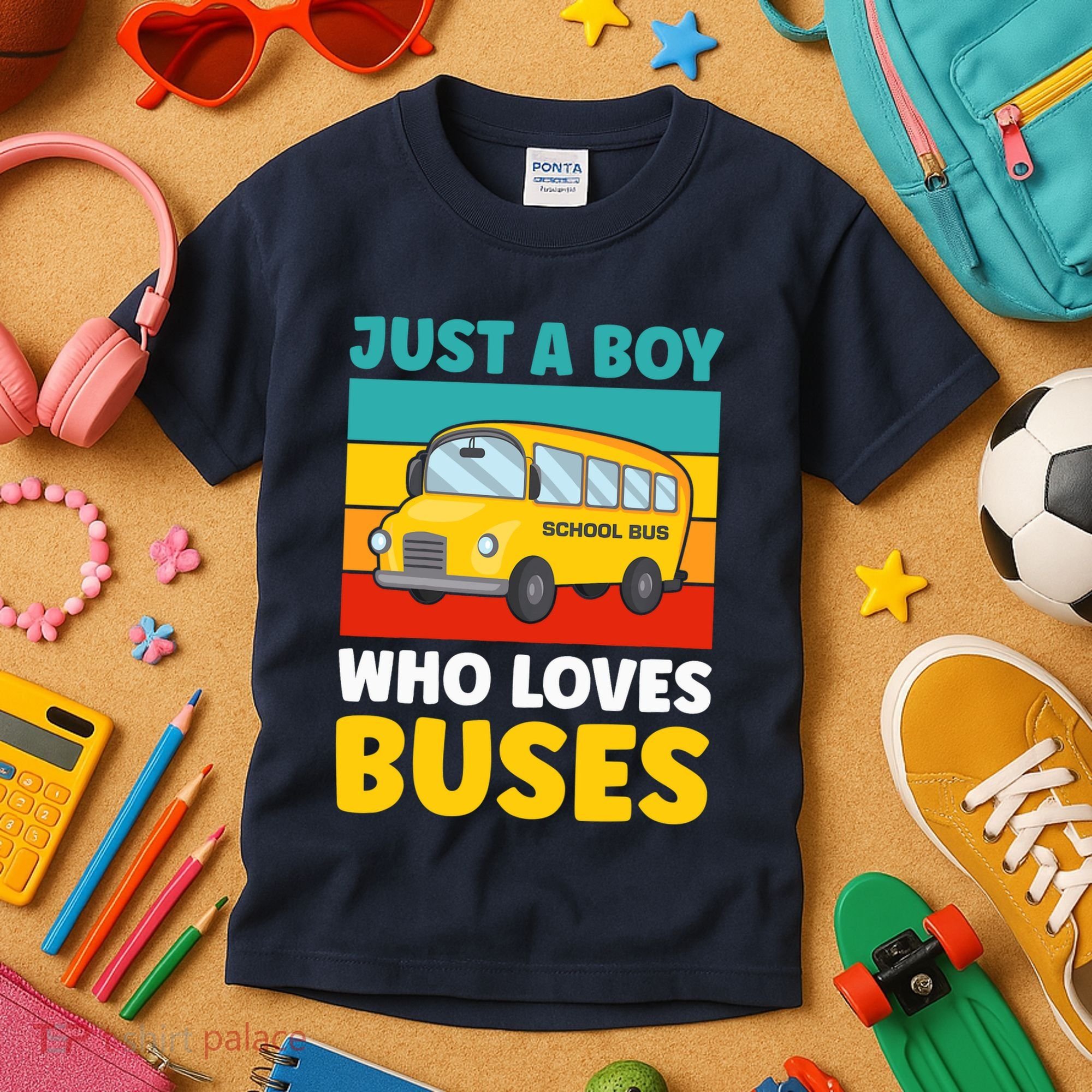 Just a Boy who loves Buses School Bus Kids T-Shirt